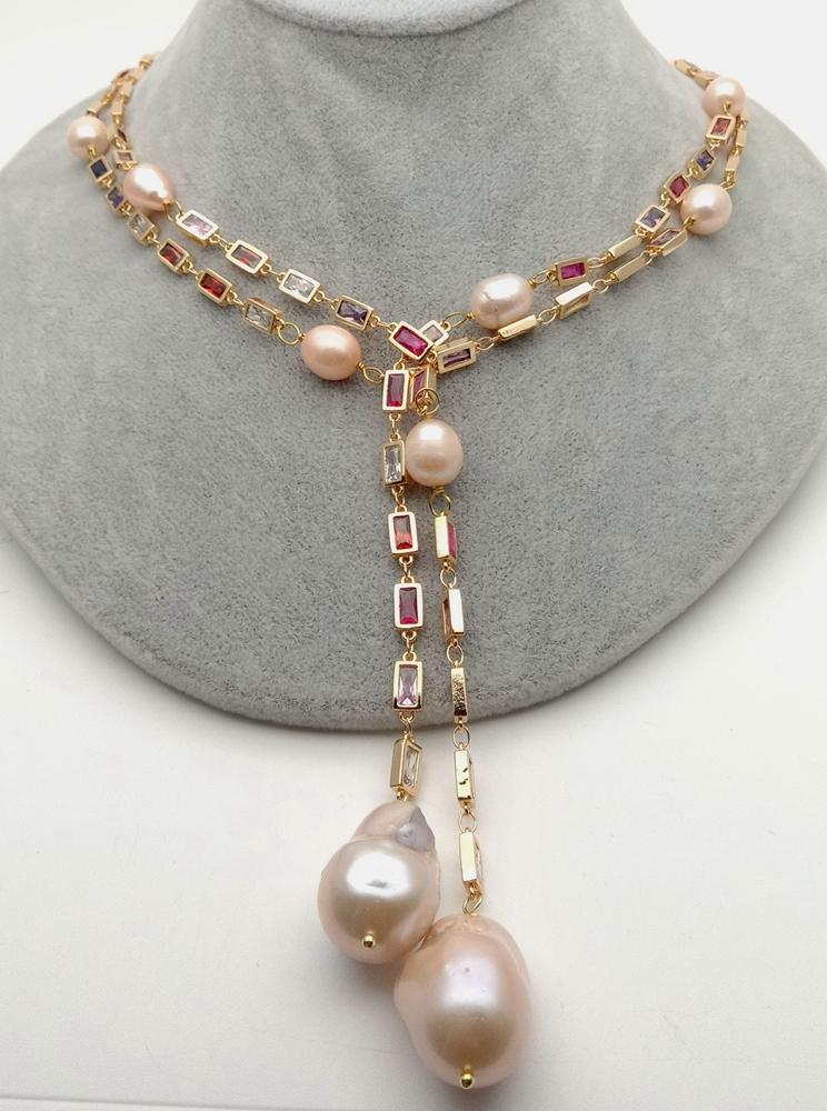 Pearl Trim Chain - KKGEM 50-дюймовая длинная цепочка-ожерелье с культивированным